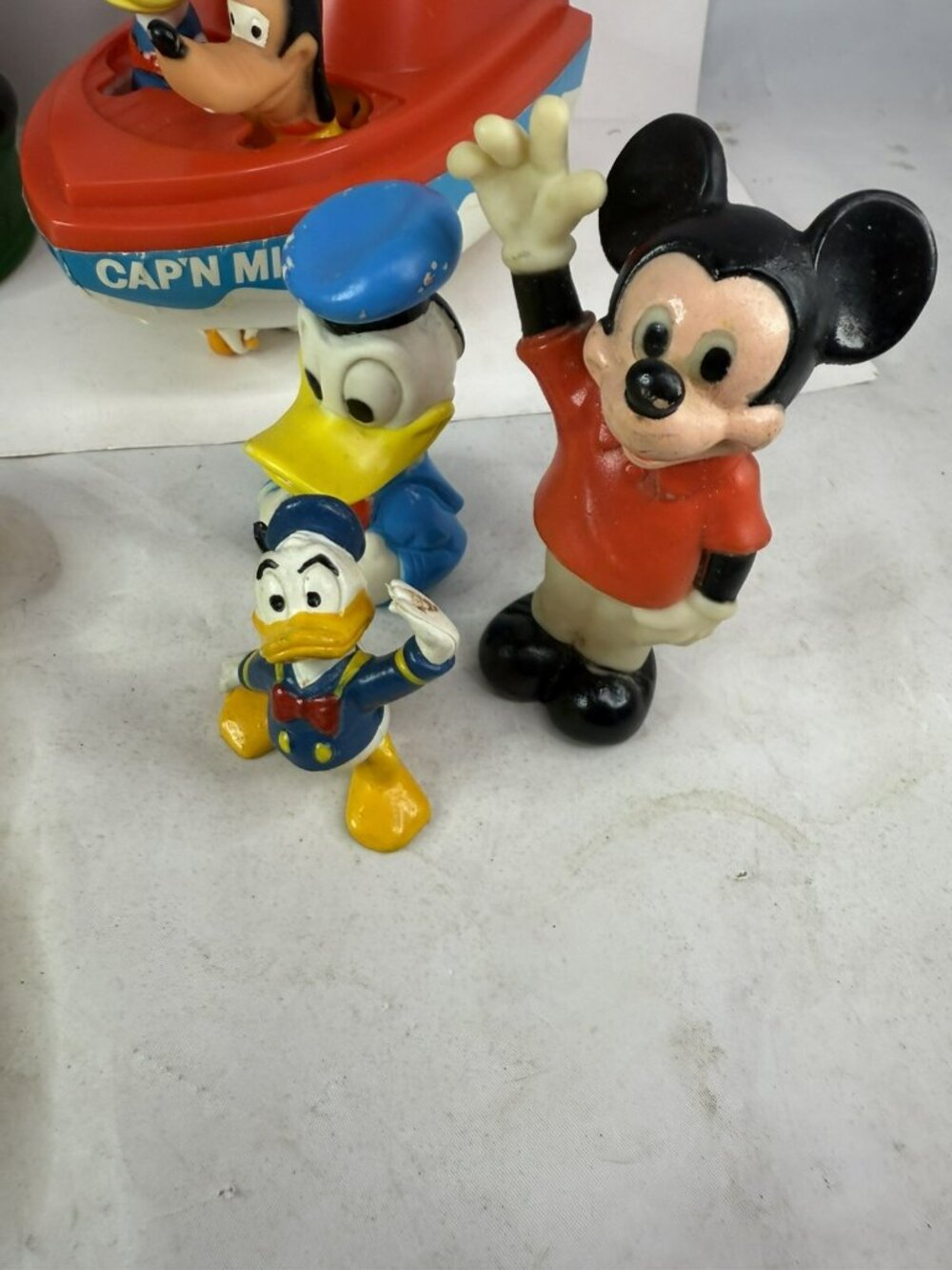 LOT Vintage Mickey Mouse Rubber Bank W/ STOPPER Calculator Figures Donald Goofy - Picture 7 of 13